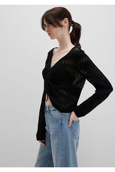 Mavi Lace-Up Black Knitwear Top 1710758-900