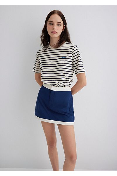Mavi Tricou cu dungi bleumarin, croiala largi / largi, croiala confortabilă 1613429-90776