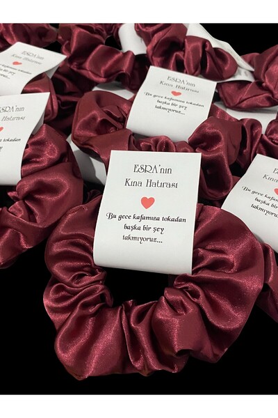 KINACIKIZ 15 Adet Kına Gecesi Için Isme Özel Bordo Saten Saç Tokası – Kına He...