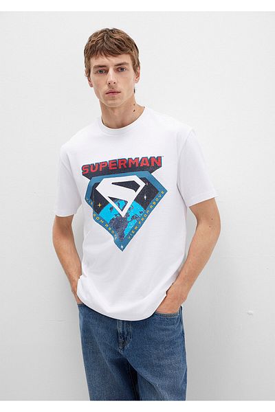 Mavi Tricou alb cu imprimeu Superman, croiala largi / largi, croiala confortabilă 0612917-620