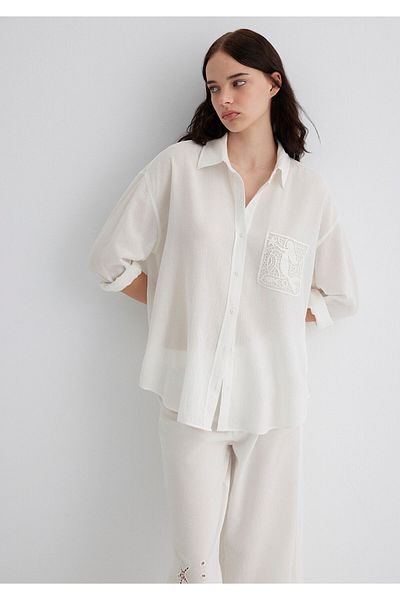 Mavi Mermaid Pocket Detailed White Shirt Oversize / Wide Cut 1211216-70057