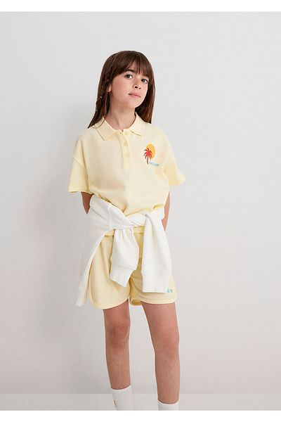 Mavi Venice 1991 Printed Yellow Polo T-Shirt Loose Fit / Loose Relaxed Cut 7610335-89143