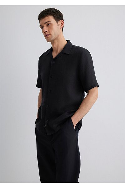 Mavi Μαύρο λινό πουκάμισο Regular Fit / Normal Cut 0211474-900