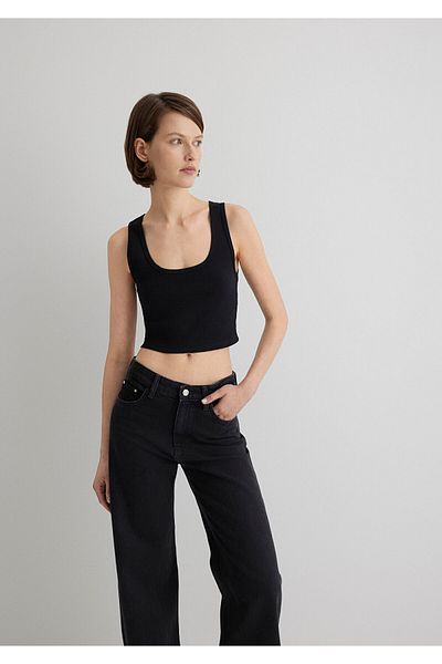 Mavi Black Basic Crop T-Shirt Crop / Short Cut 1613071-900