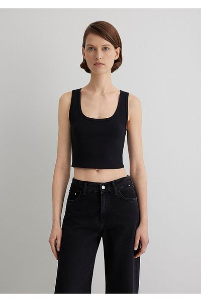 Mavi Black Basic Crop T-Shirt Crop / Short Cut 1613071-900