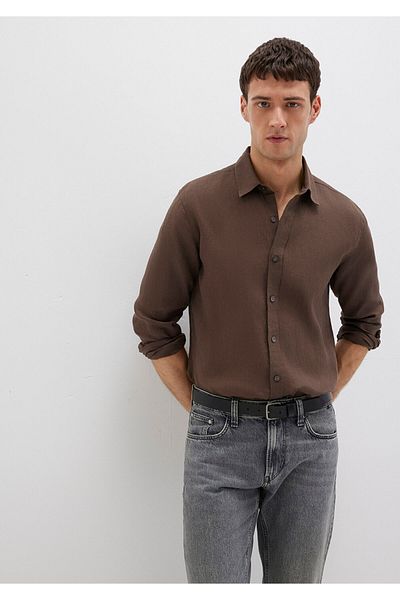 Mavi Кафява ленена риза Slim Fit / Slim Cut 0211466-87537