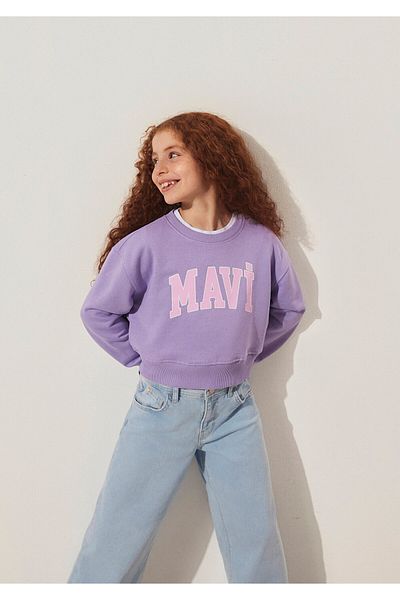 Mavi Hanorac crop violet cu sigla imprimata 7s10097-86954