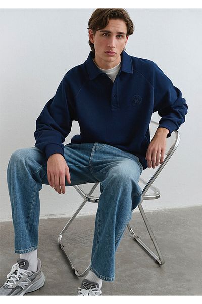 Mavi Button Detailed Navy Blue Sweatshirt 0S10303-89353