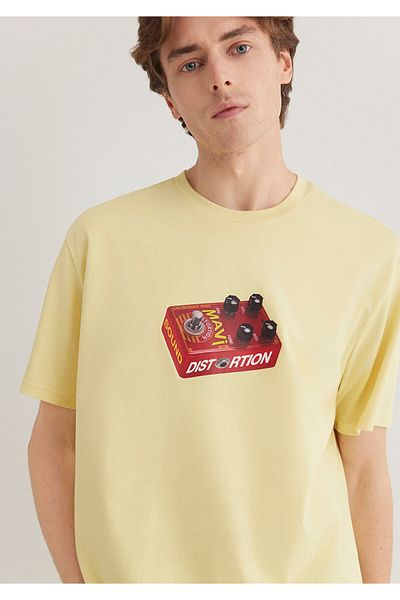 Mavi Music Printed Yellow T-Shirt Loose Fit / Loose Relaxed Cut 0612485 -84567