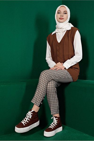 Alvina Pantaloni cu model Houndstooth 70443
