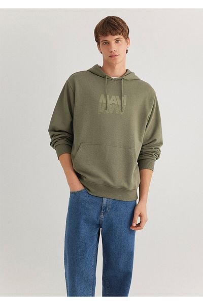 Mavi Logo Printed Hooded Khaki Sweatshirt 0611317 -71546
