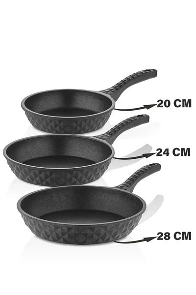 Taç Bella Casting 3-Piece Pan Set Black 20 cm / 24 cm / 28 cm