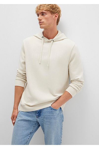 Mavi Logo Printed Hooded Beige Sweatshirt 065606-70134