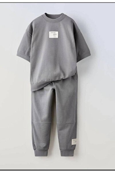 Monila Costum pentru băiat din bumbac cu detaliu aplicat și pantaloni elastici