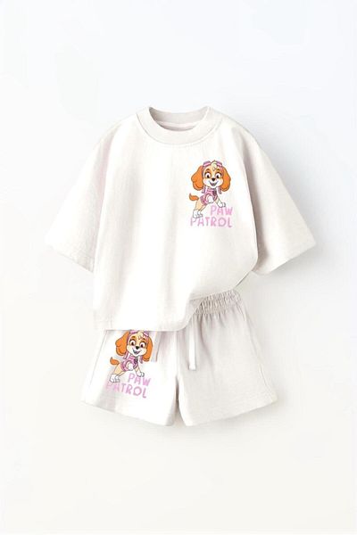 Monila Girl's Paw Patrol Printed Cotton Crew Neck Bottom Set