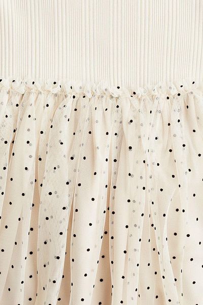 Monila Girl's Tulle Polka Dot Printed Lined Dress
