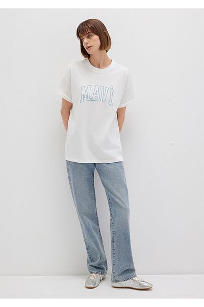 Mavi Tricou alb cu logo imprimat, cu croiala normală / croială normală 1611193-81964