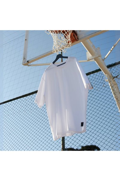 FOURSOLOS Unisex Oversize T-Shirt – White 100% Cotton, Relaxed Fit, Crew Neck