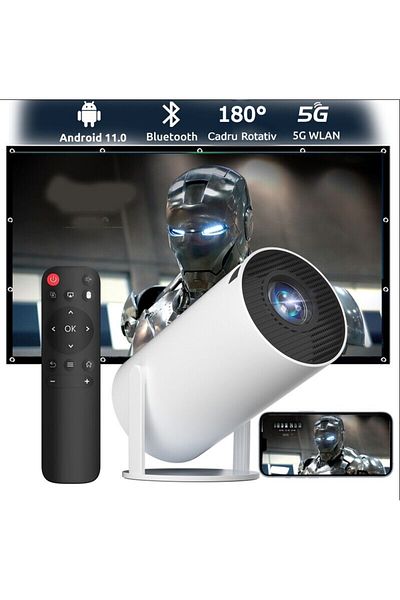 VENTLEX Videoproiector Portabil Full Hd, Android 11.0, 120 Ansi, Wifi, Bluetooth 5.0, Proiectie Ajustabila