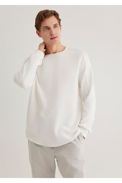 Mavi Tricou alb cu mânecă lungă texturat slim fit -0610106-70054