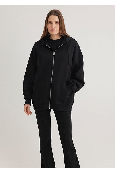 Mavi Hooded Zippered Black Sweatshirt 1610221-900