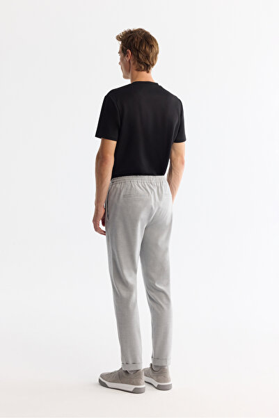 Avva Erkek Gri Beli Lastikli Bağcıklı Duble Paça Jogger Relaxed Fit Pantolon E003000