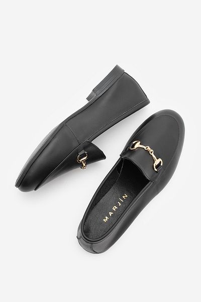 Marjin Mocasini cu lant din piele naturală de damă Pantofi casual Tanle Black