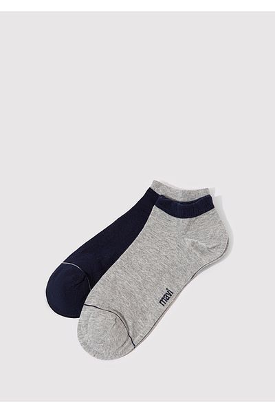 Mavi Pack of 2 Navy Blue Gray Booties Socks 090273 -25723