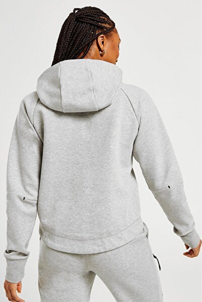 Nike Tech Fleece Windrunner Full Zip Hoodie Kapüşonlu Kadın Sweatshirt Gri