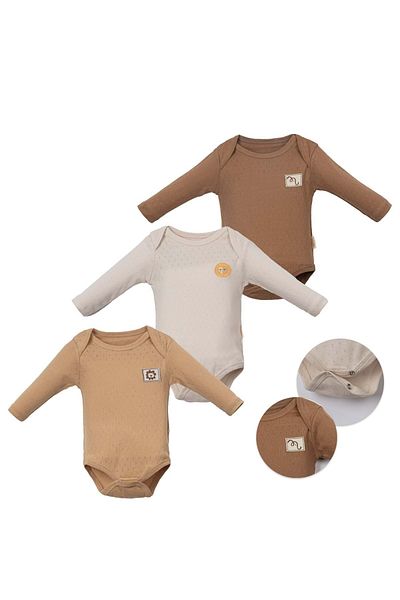 NECİXS BEBEE Jungle Long Sleeve Triple Body Set Beige