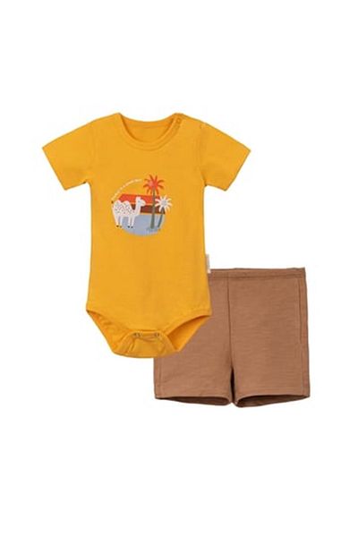 NECİXS BEBEE Short Sleeve Body Shorts Set Yellow