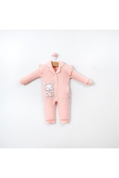 Sparrow Laurel Kız Bebek Tavşan Baskılı Önden Düğmeli Mevsimlik Penye Pijama Uyku Tulumu,bebek Tulum 3-24 Ay