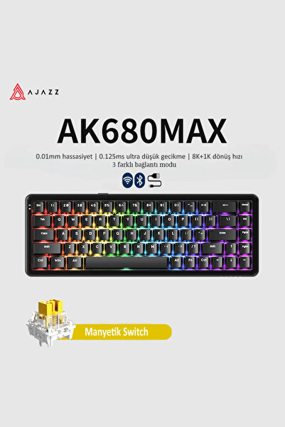 Ajazz Ak680 Max Kablosuz Manyetik Switch Mekanik Oyun Klavyesi-rapid Trigger-0.125 Ms Gecikme