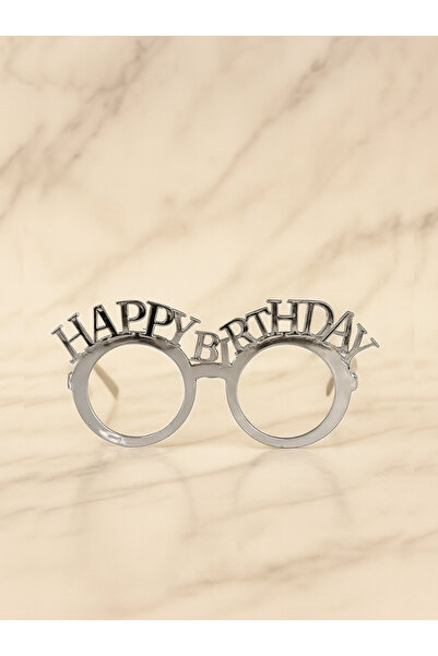 Parti Adresi Happy Birthday Gözlük Doğum Günü Parti Aksesuarı Gümüş