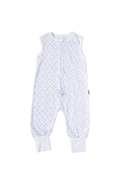 bebegen Unısex Açık Gri Kareli Desenli Uyku Tulumu