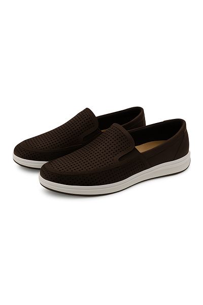 Growish Gr0347 Genuine Nubuck Leather Summer Lightweight Poly Sole Perforated Men's Casual Shoes