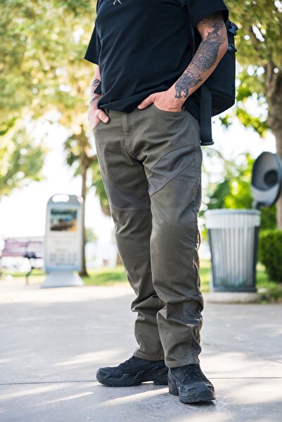 Tech90 Yazlık Fileli Olive Cordura Motosiklet Pantolonu
