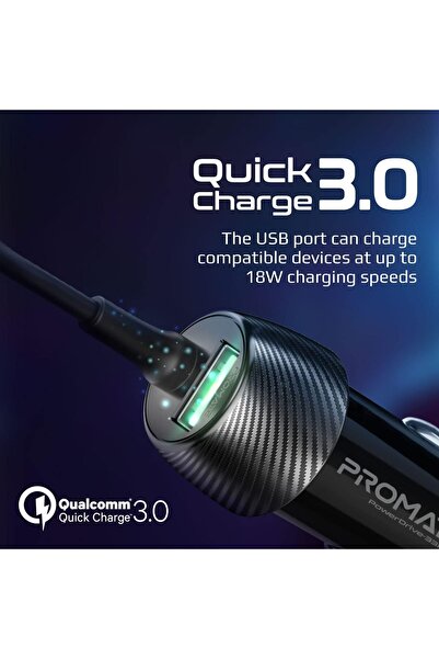 Promate Usb-c Car Charger With Cable, Universal 33w Power Delivery Dc Charger With Built-in Type-c