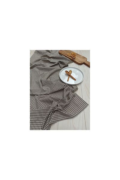 Wellstil Arya Linen Brown Runner - Pique Checked, 40X150 Picnic Mat