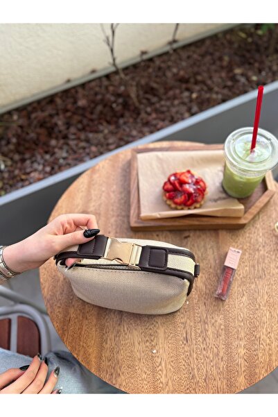 bahwar Gold Lock Linen Women's Bag Brown