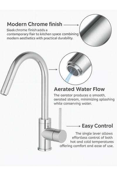 HESANIT Pull-Out Kitchen Mixer Chrome
