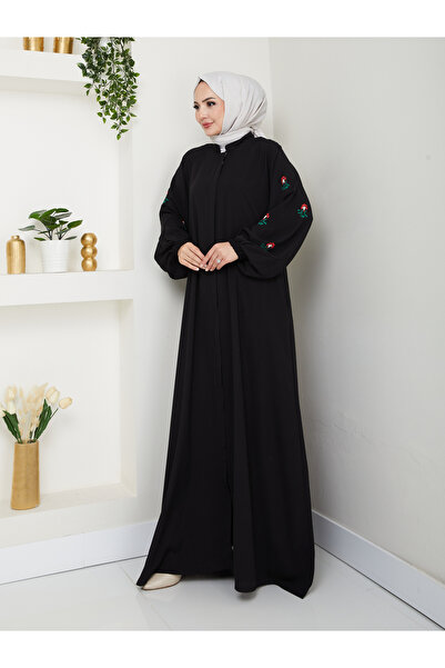 MY QILAM 10 NUMARA FASHION TESETTURE ΡΟΥΧΑ ΓΥΝΑΙΚΕΙΑ ΜΕ ΣΧΕΔΙΟ ΛΟΥΛΟΥΔΙΩΝ MEDINA ΜΕΤΑΞΩΤΟ ΤΣΕΠΗ ΜΕ ΦΕΡΜΟΥΑΡ FERACE ΜΑΥΡΟ ABAYA