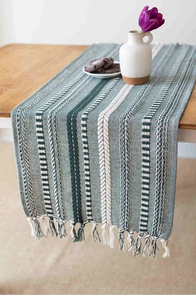 Wellstil Neula |   100% Bumbac Forest Green Tricotat Runner 40 X 110 Cm
