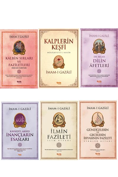 Çelik Yayınevi Imamı Gazali Series Discovery of Hearts - Language's Calamities - Scholar's Virtues - Heart's Secrets and Virtues Set of 6