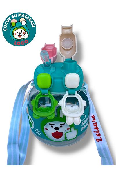 madam gold Double Cap Water Flask 4 Colors with Straw Without Straw Machine Washable Rabbit 750 ml