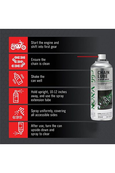 Nora Chain Lube Spray 450ml - Anti-rust, Long-lasting Lubrication N-512
