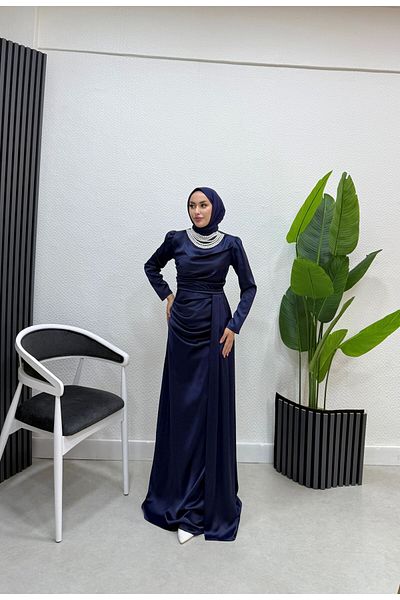 BURCU TESETTÜR Pearl Necklace Evening Dress 1156