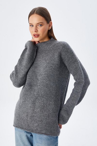 Mixray 6849 Model Antracit Pulover de damă cu guler vertical fără sudură