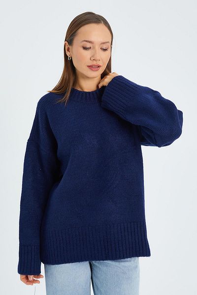 Mixray 6925 Pulover moale, albastru bleumarin, cu mâneci largi