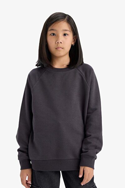 DeFacto Erkek Çocuk Bisiklet Yaka Basic Düz Sweatshirt E8415A825AU